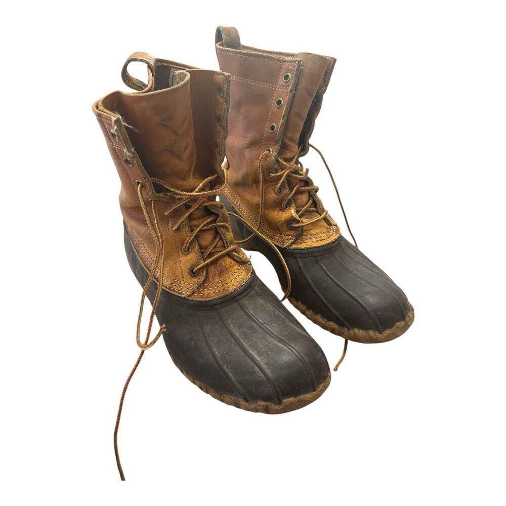 Vintage L.L. Bean Boots Brown Leather Maine Hunting Shoe Duck Men 10 USA - AS IS